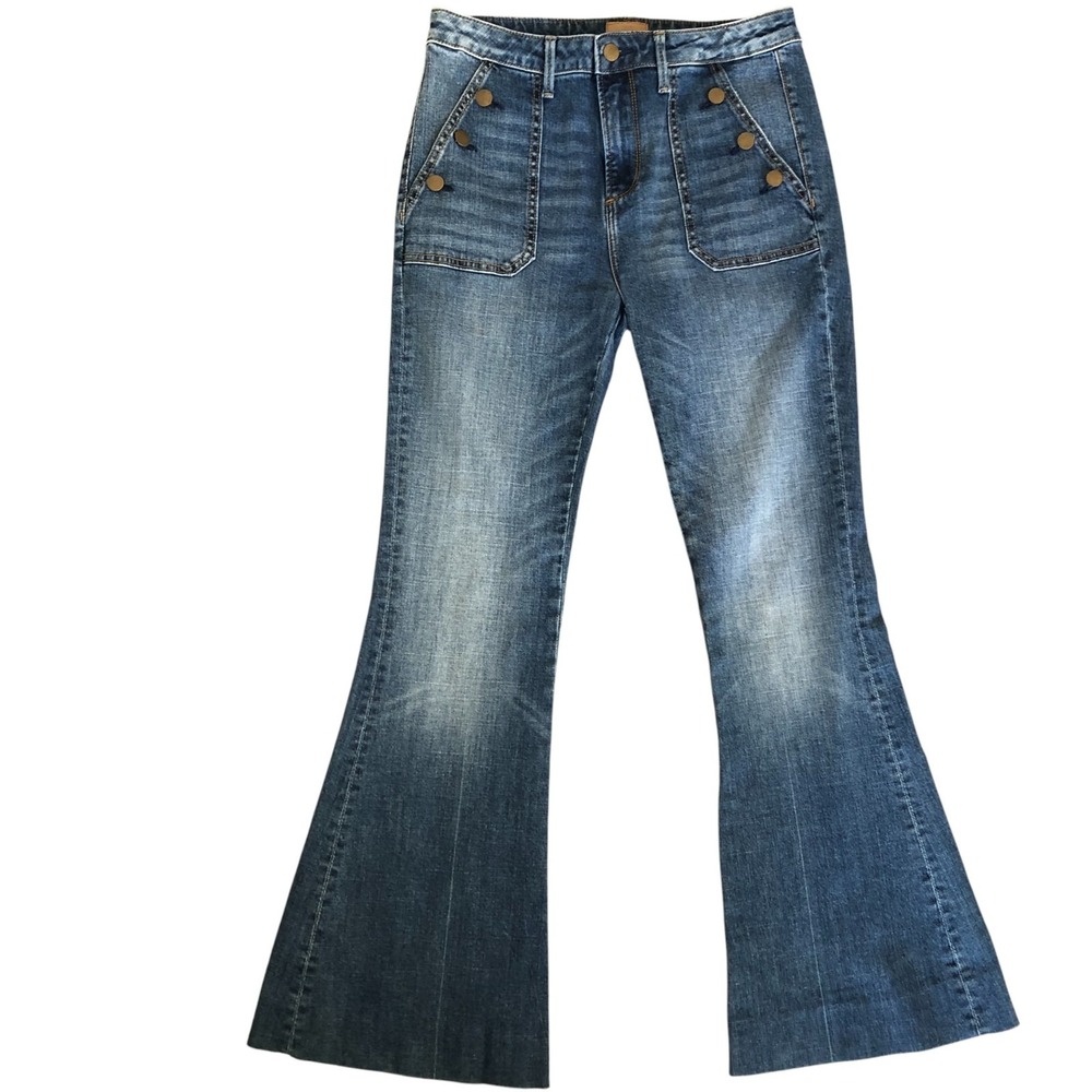 DRIFTWOOD Farrah Flare Denim Sailor‎ Button Midrise Women's Jeans Sz 28x30